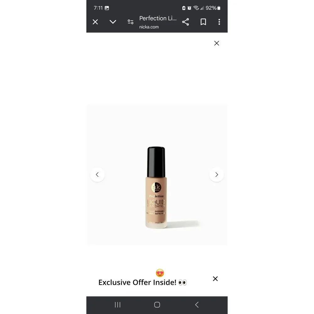 New Lot of 2 Sealed NK Makeup Perfection Liquid Foundation FFPF01 Beige